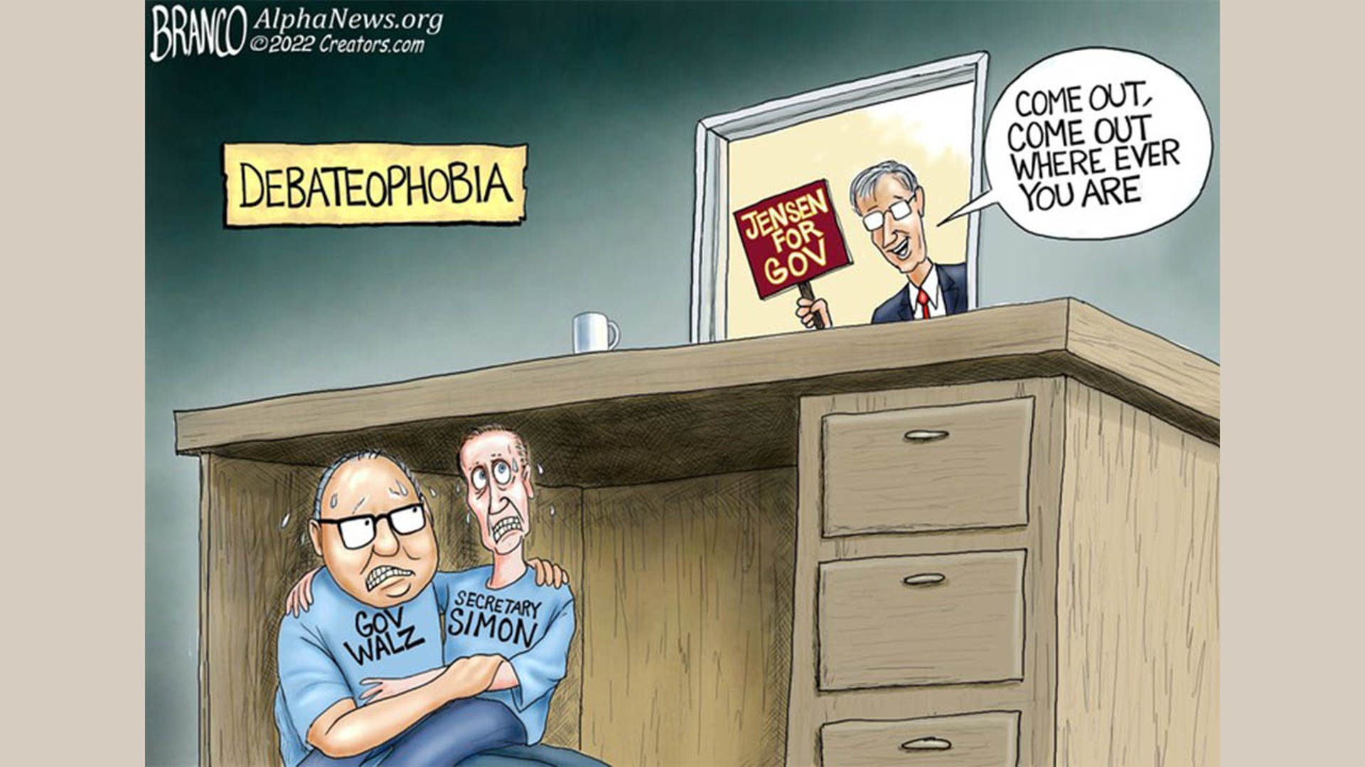 Tim Walz in political cartoon