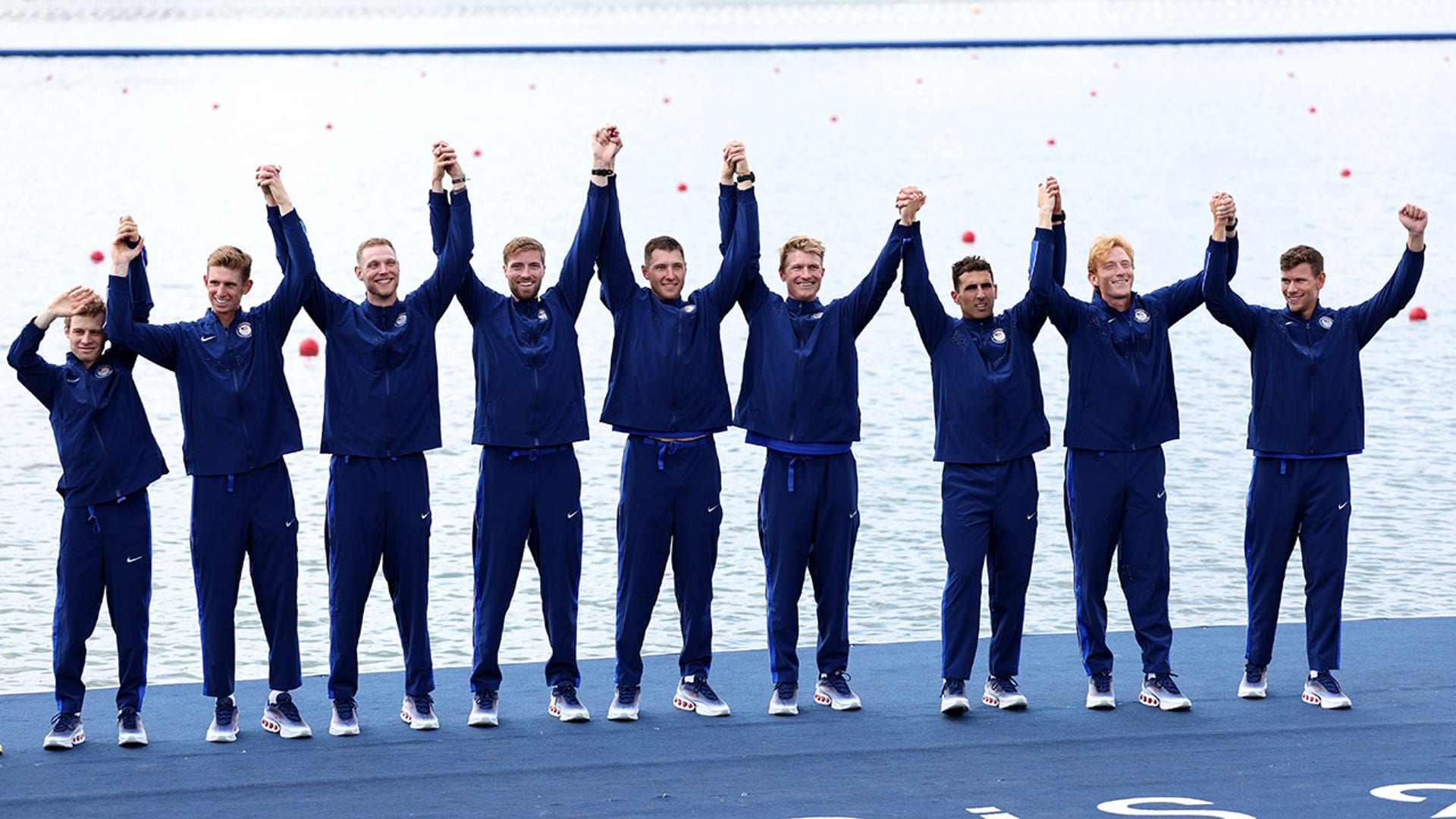 USA men's rowing team poses