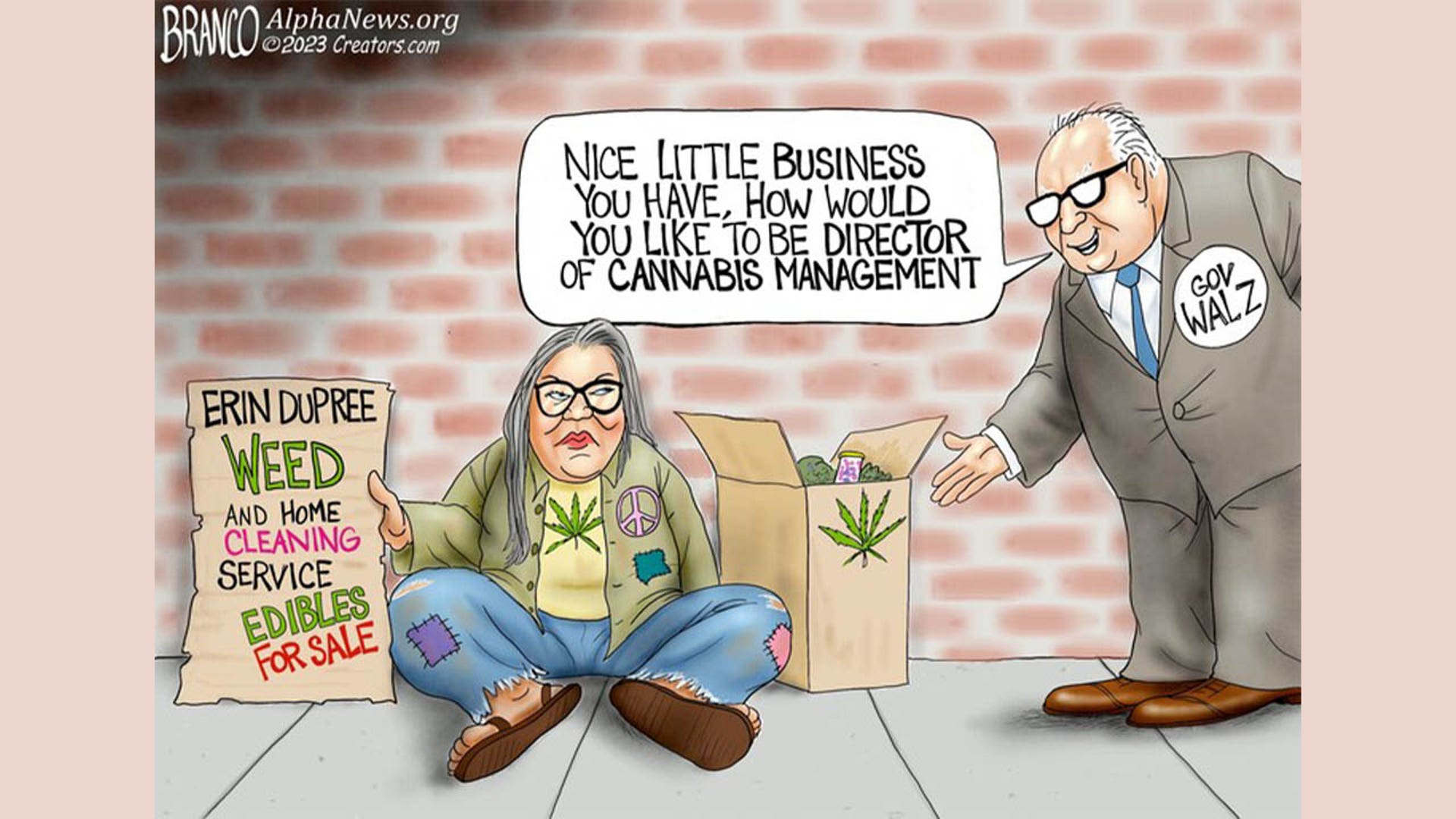 Tim Walz in political cartoon
