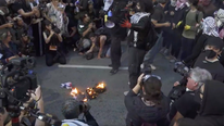 Anti-Israel demonstrators burn American flag outside Chicago consulate on 2nd night of DNC