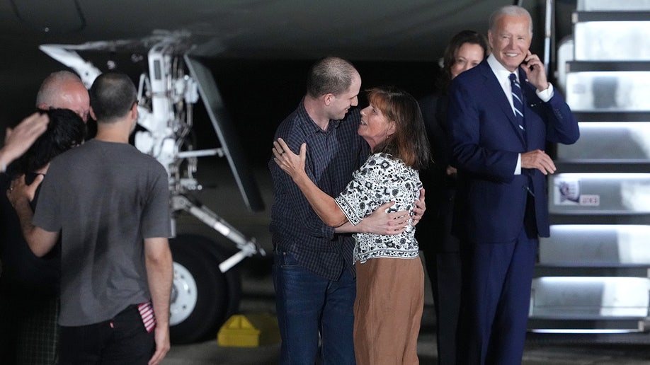 Evan Gershkovich greets his mother Ella Milman