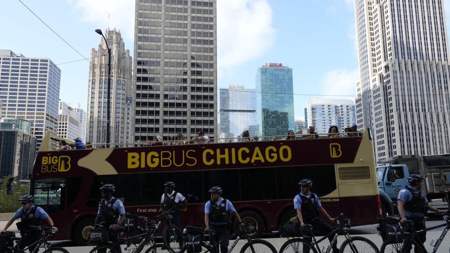 View of Chicago Police preparing for DNC