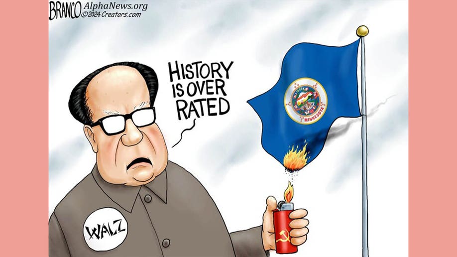 Tim Walz in political cartoon