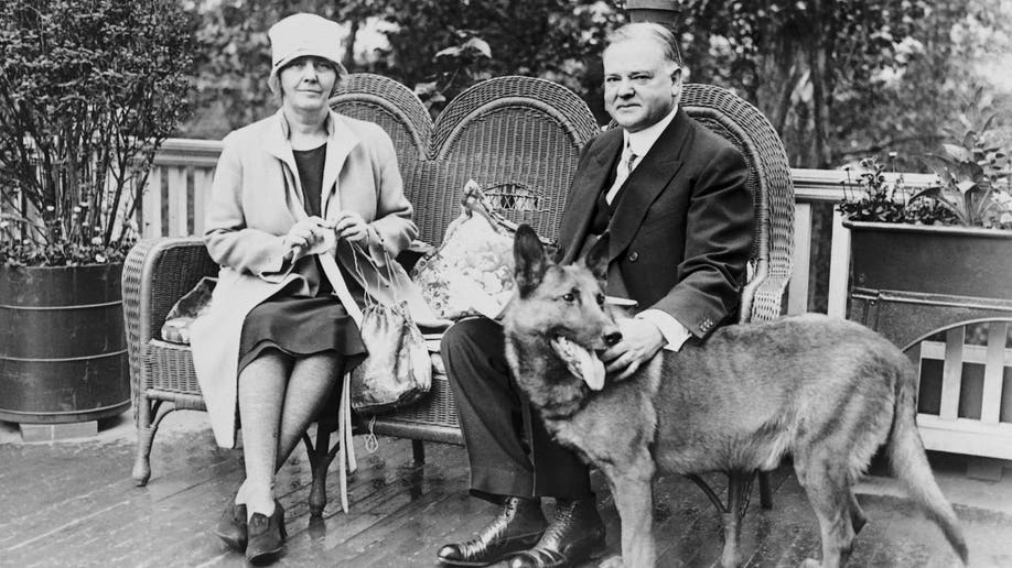 Herbert Hoover, his dog and his wife, Lou