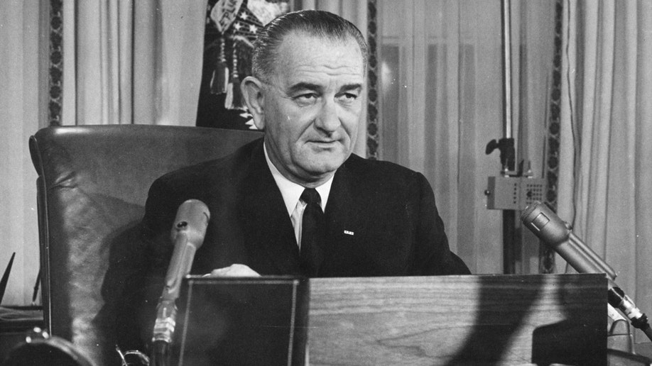 Lyndon B. Johnson making televised address