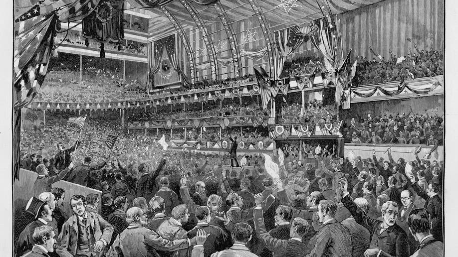 An illustration from the Republican National Convention in 1888