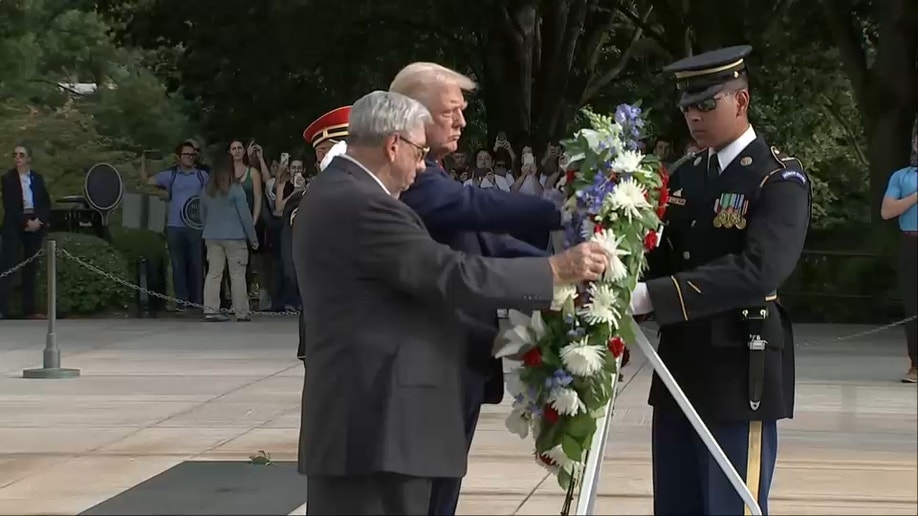 Trump lays a wreath at Arlington National Cemetery 