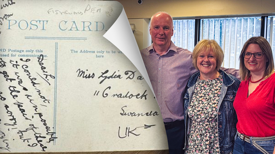 Family meets for first time after ancestor’s postcard is delivered 121 years after it was sent