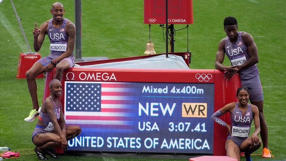 USA 4x400M mixed relay team sets world record on first day of track and field at Olympics