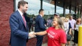 A supporter shakes J.D. Vance's hand outisde the Primanti Bros. in North Versailles, Pennsylvania on Saturday, September 28. - Fox News