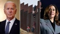 This split shows migrants, Vice President Kamala Harris and President Biden. - Fox News