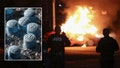 Police officers stand at a scene where a vehicle has been set alight by members of the Jalisco New Generation Cartel following the detention of one of its leaders by Mexican federal forces, in Zapopan, in Jalisco state, Mexico, Aug. 9, 2022. - Fox News