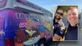 Officer Johnny Jusino (left) and Sgt. Al Blankenship (right) of the Chicopee Police Department serve free ice cream to children in the Massachusetts community. - Fox News
