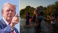 This image shows former President Trump and Haitian migrants coming across the southern border. - Fox News