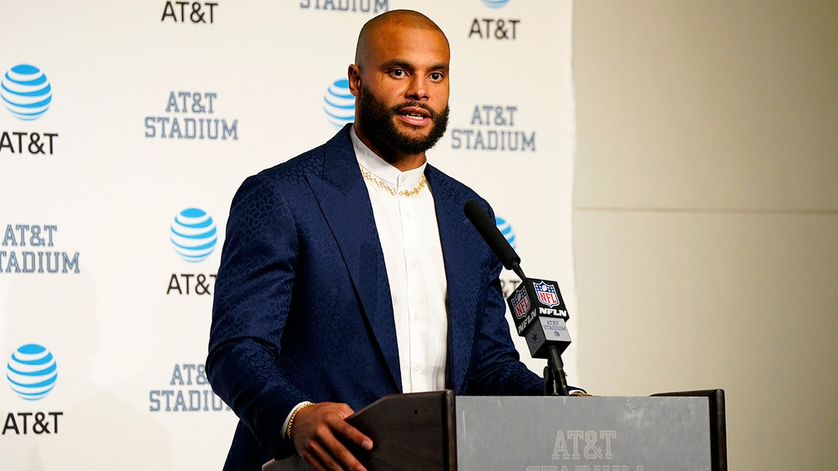 Dak Prescott speaks to reporters