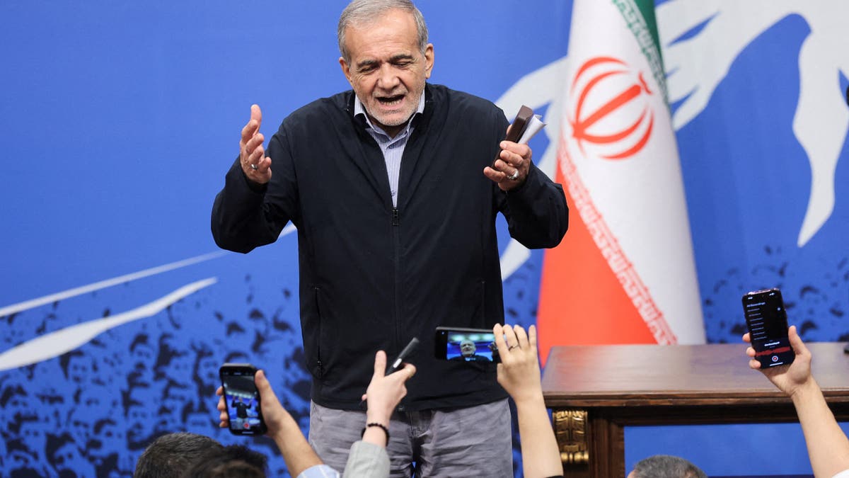 Iranian President Masoud Pezeshkian attends a press conference in Tehran, Iran, September 16, 2024.