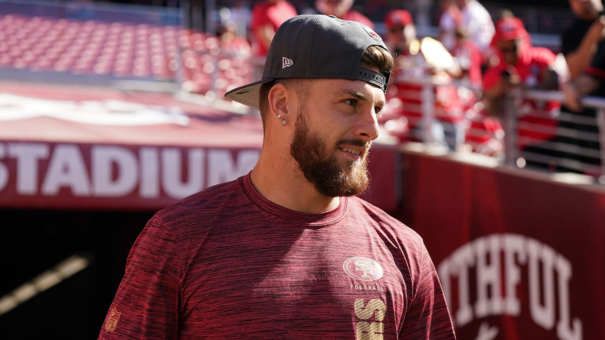 Ricky Pearsall looks out onto the field