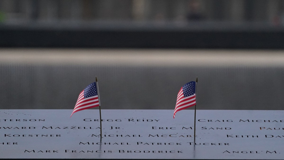 Flags at the 9/11 Memorial in NYC