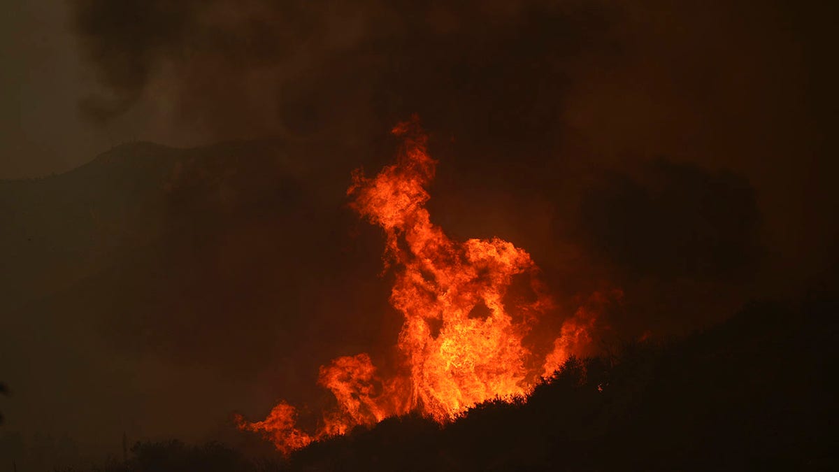 Line fire at night