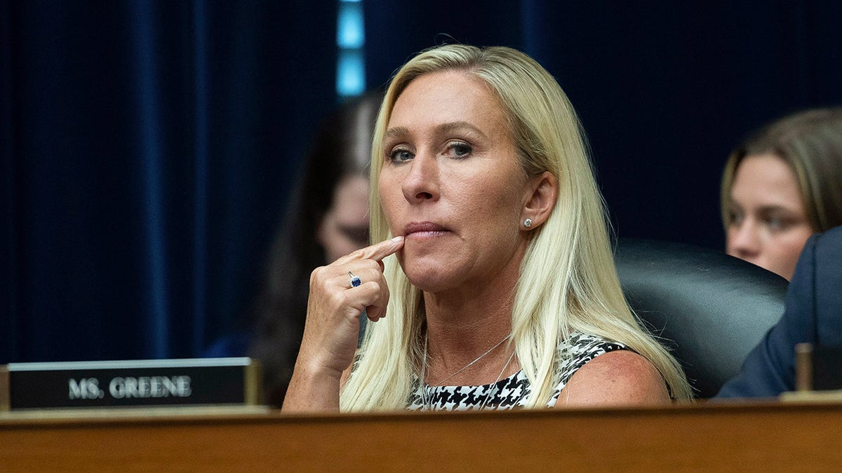 Greene at a committee hearing