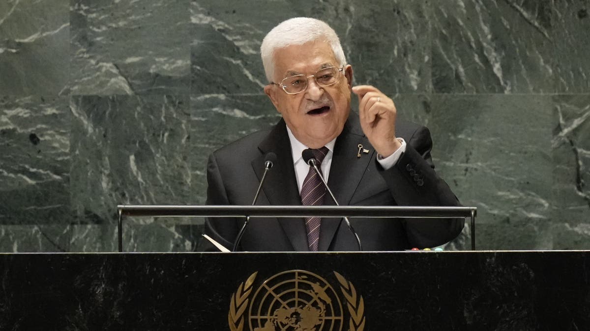 El presidente palestino Mahmoud Abbas se dirige a la 79ª sesión de la Asamblea General de las Naciones Unidas, el jueves 26 de septiembre de 2024, en la sede de la ONU. 