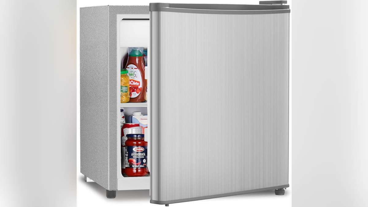 Este mini refrigerador tiene capacidad para muchas cosas.