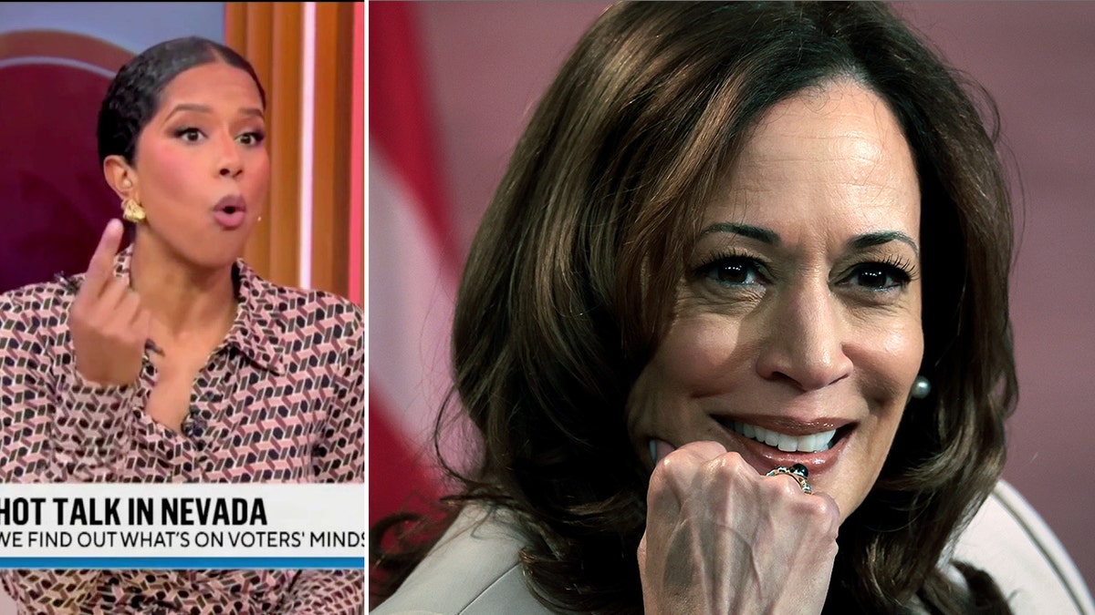 Repórter da CBS ao lado de Kamala Harris