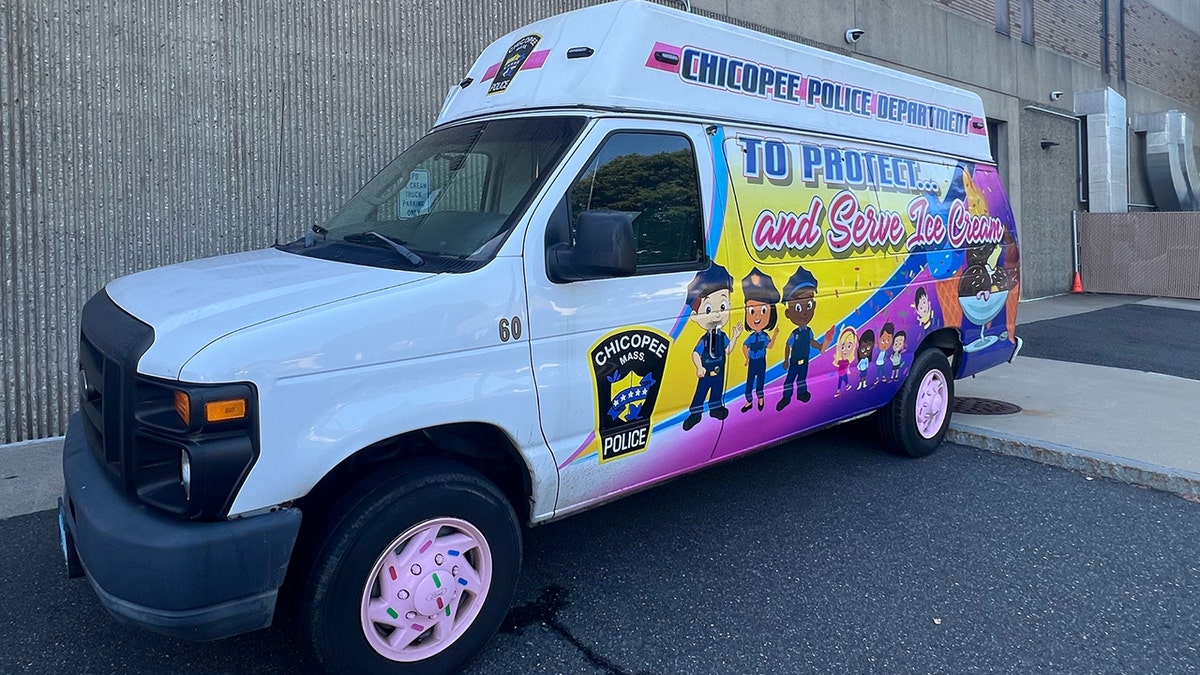 Ice Cream truck reading "To protect and serve ice cream."