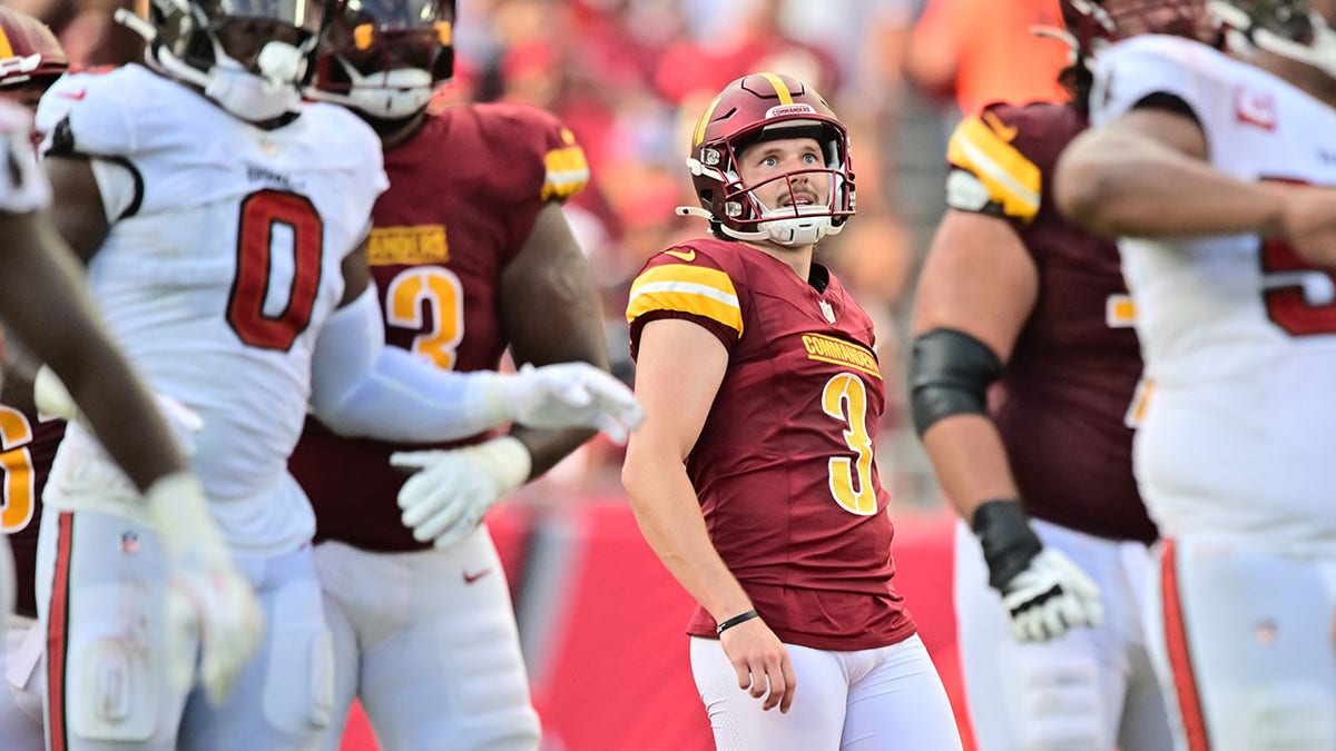 Cade York looks at field goal