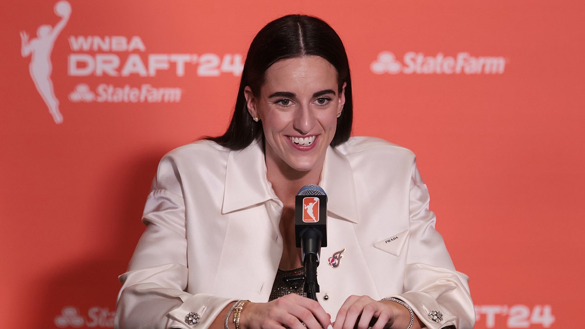  Caitlin Clark speaks during a press conference