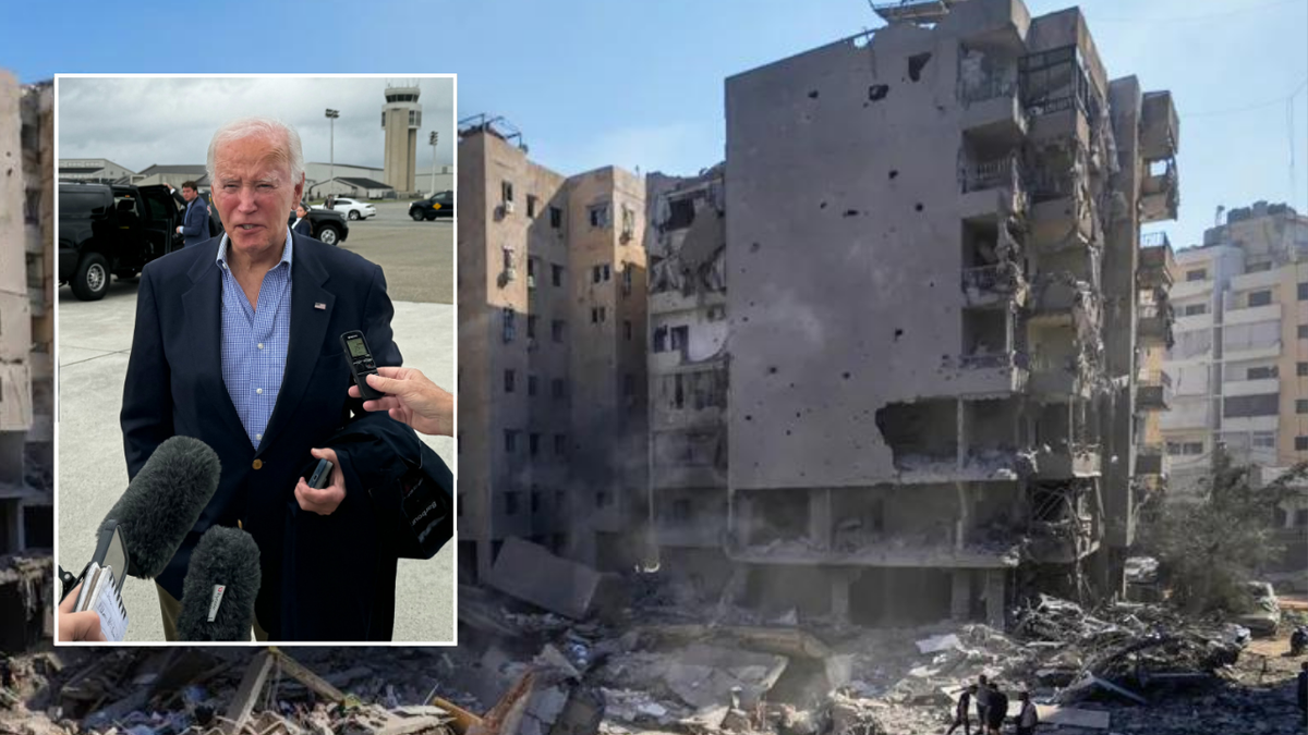 Split representation  of Biden, Beirut rubble