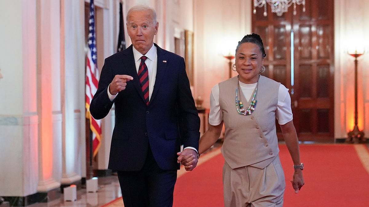 Joe Biden points to Dawn Staley