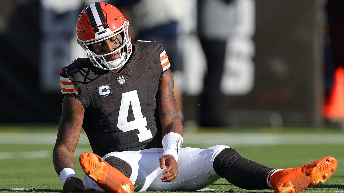 Deshaun Watson reacts after the game