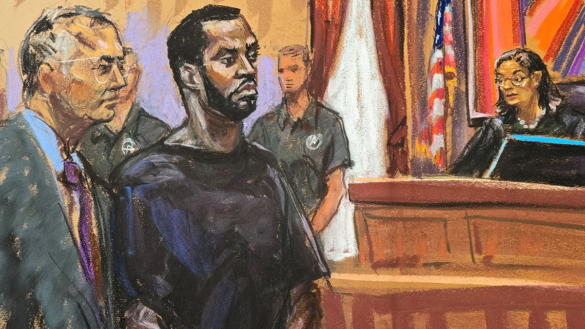 Sean "Diddy" Combs and his defense attorney Marc Agnifilo appear before U.S. Judge Robyn Tarnofsky after prosecutors filed three criminal charges against him in federal court