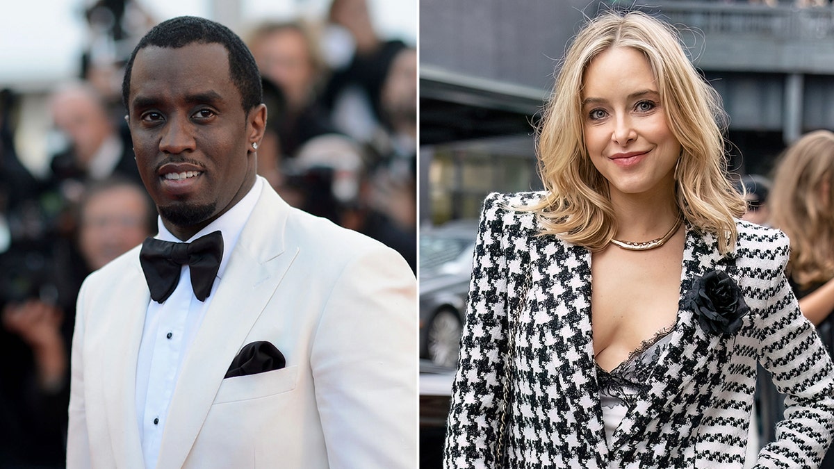 Side by broadside  photos of Sean "Diddy" Combs and Jenny Mollen