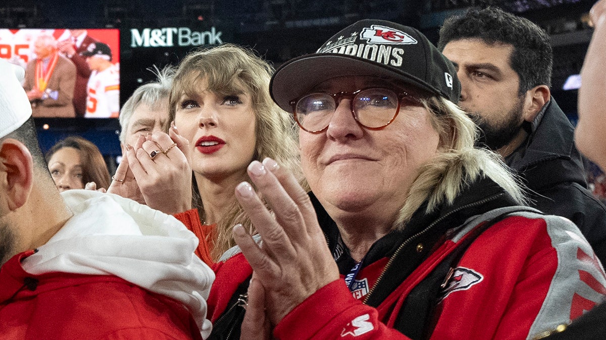 Taylor Swift, left, stands with Donna Kelce aft  an AFC Championship NFL shot   crippled  betwixt  the Kansas City Chiefs and the Baltimore Ravens connected  Sunday, Jan. 28, 2024 successful  Baltimore.