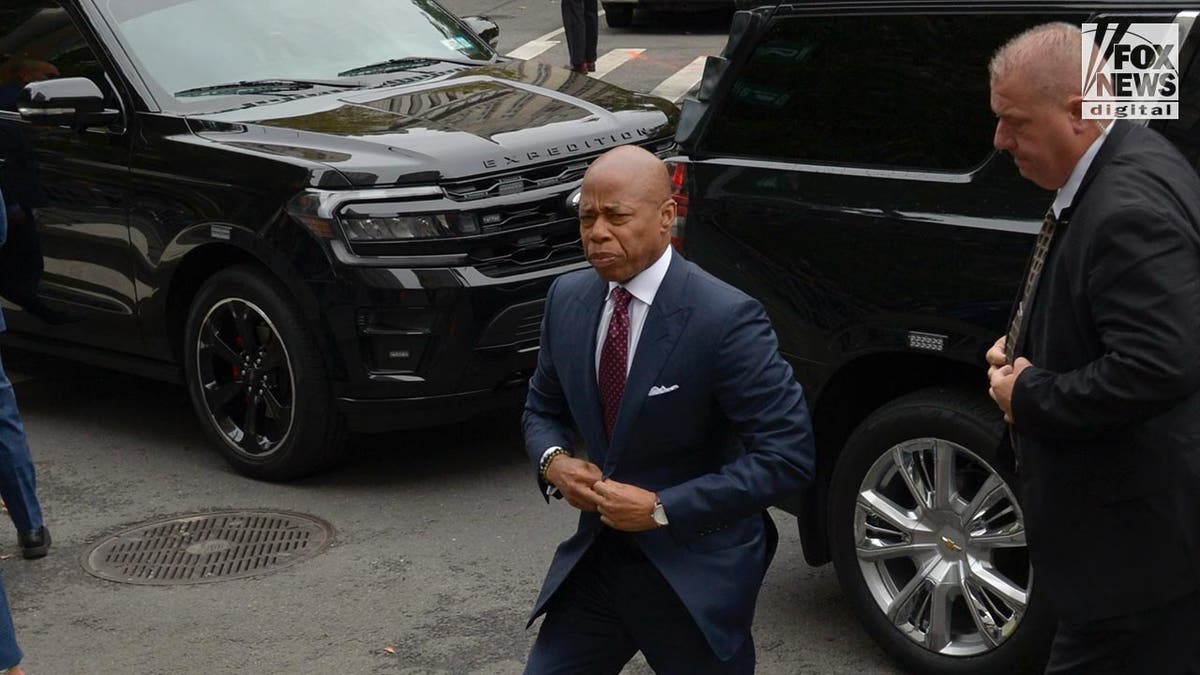 New York City Mayor, Eric Adams arrives astatine  national  tribunal  successful  New York City, Friday Sept. 27, 2024. Adams is indicted connected  charges pursuing  an probe  into run  corruption.    