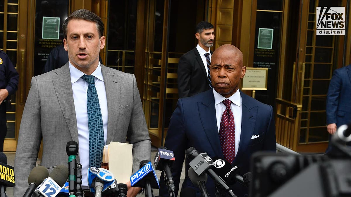 New York Mayor Eric Adams and attorney Alex Spiro leave the federal courthouse