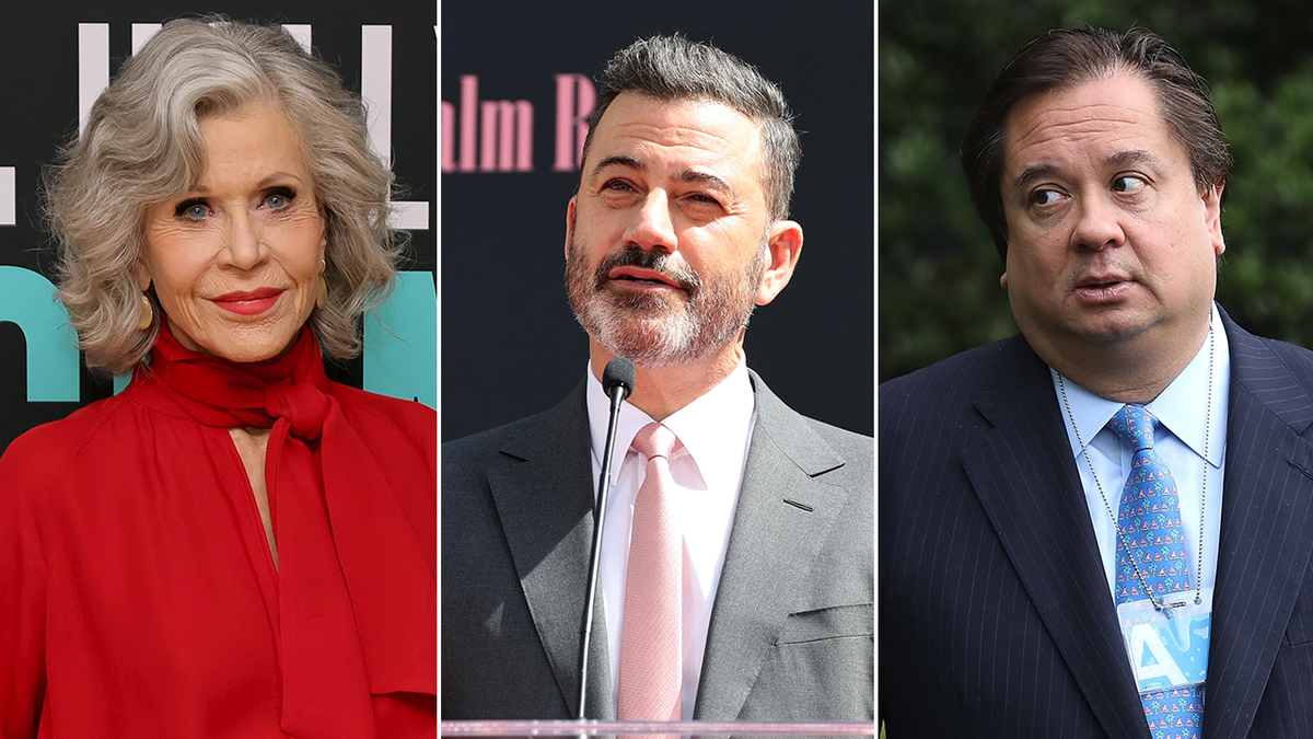 Jane Fonda, Jimmy Kimmel and George Conway split image