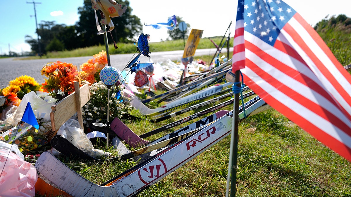 A makeshift Gaudreau memorial