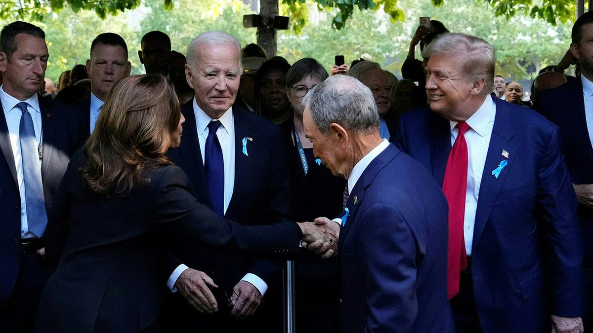 Trump and Harris shake hands at 9/11 memorial