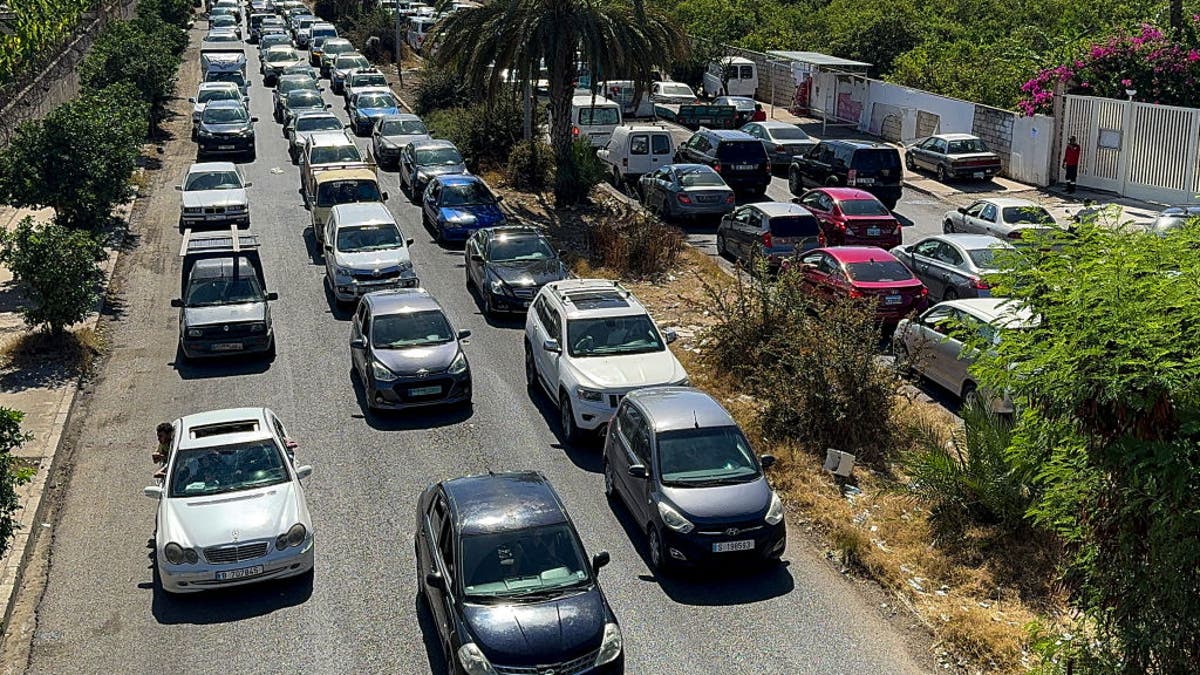 traffic in Lebanon as people flee