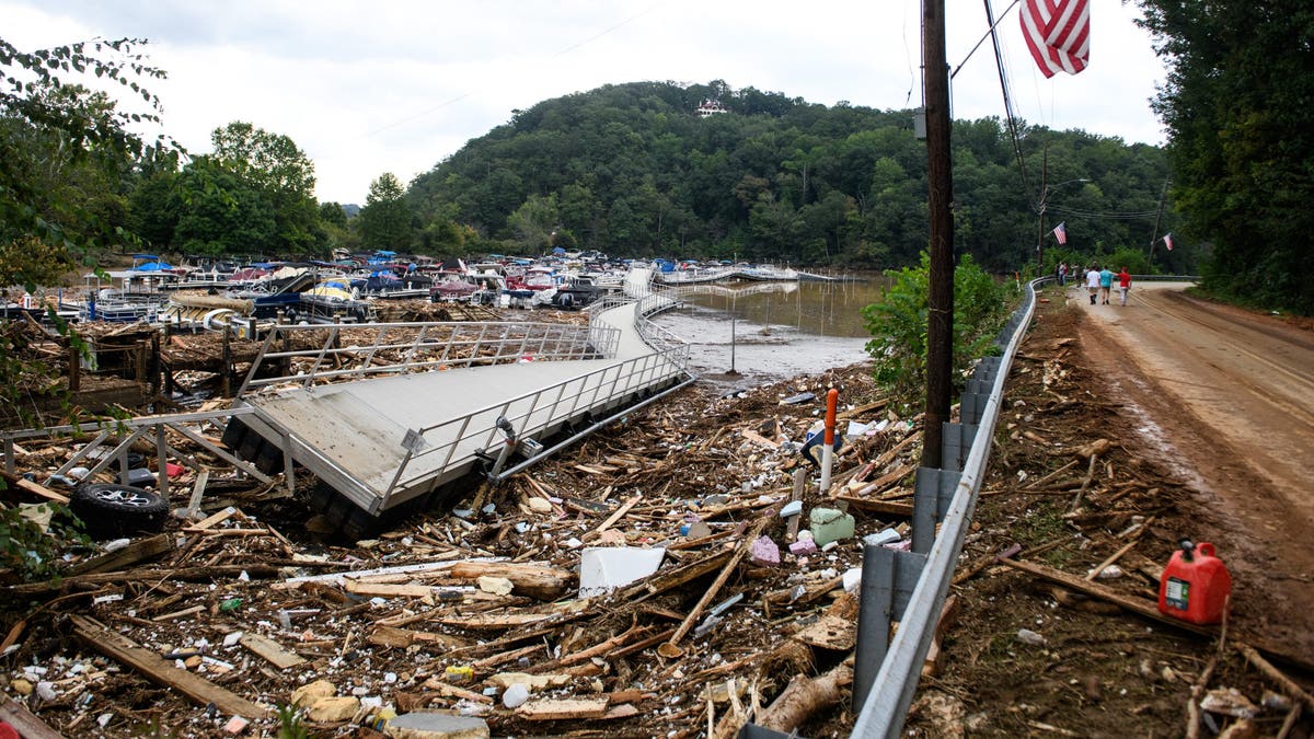 Hurricane Helene damage at Lake Lure, NC