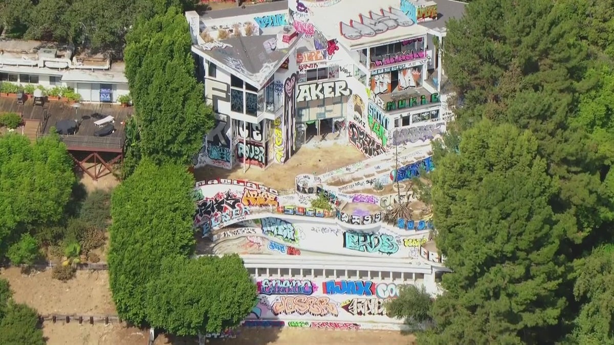 Hollywood Hills mansion covered successful  graffiti