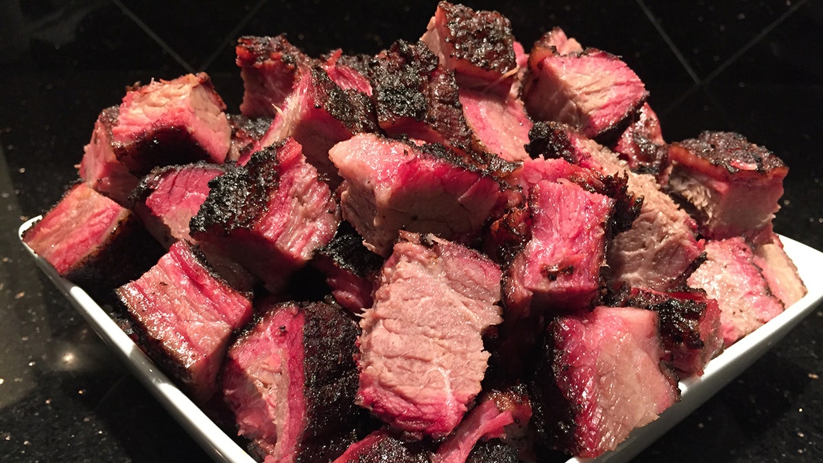 Burnt ends on a platter.