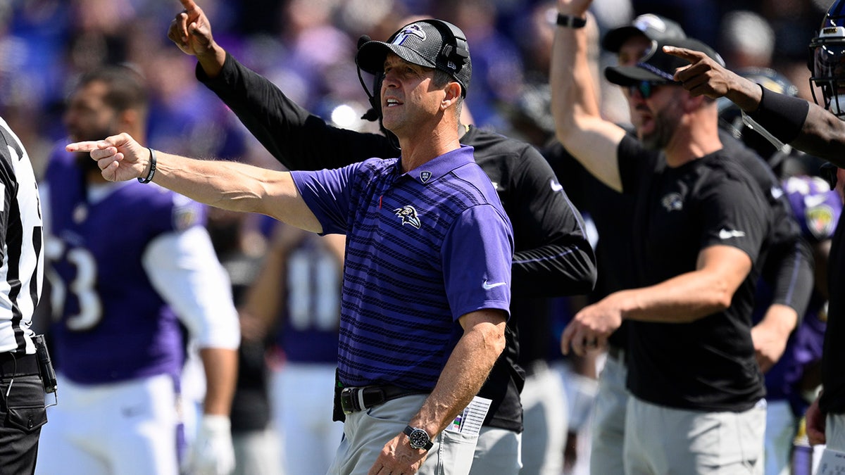 John Harbaugh on the sidelines