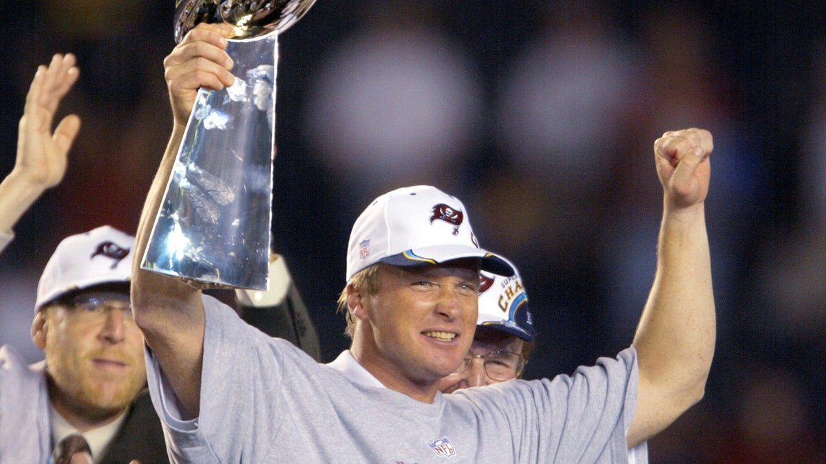 Jon Gruden celebrates