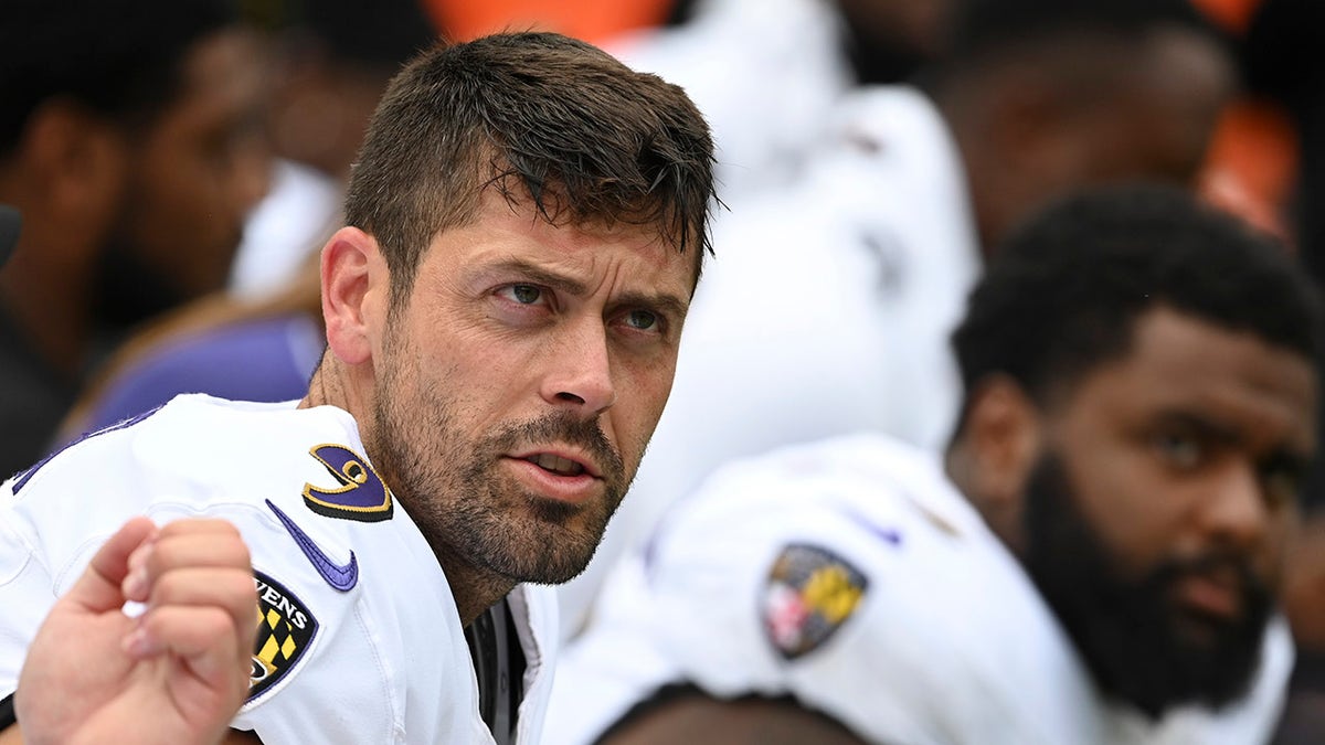 Justin Tucker on the sidelines