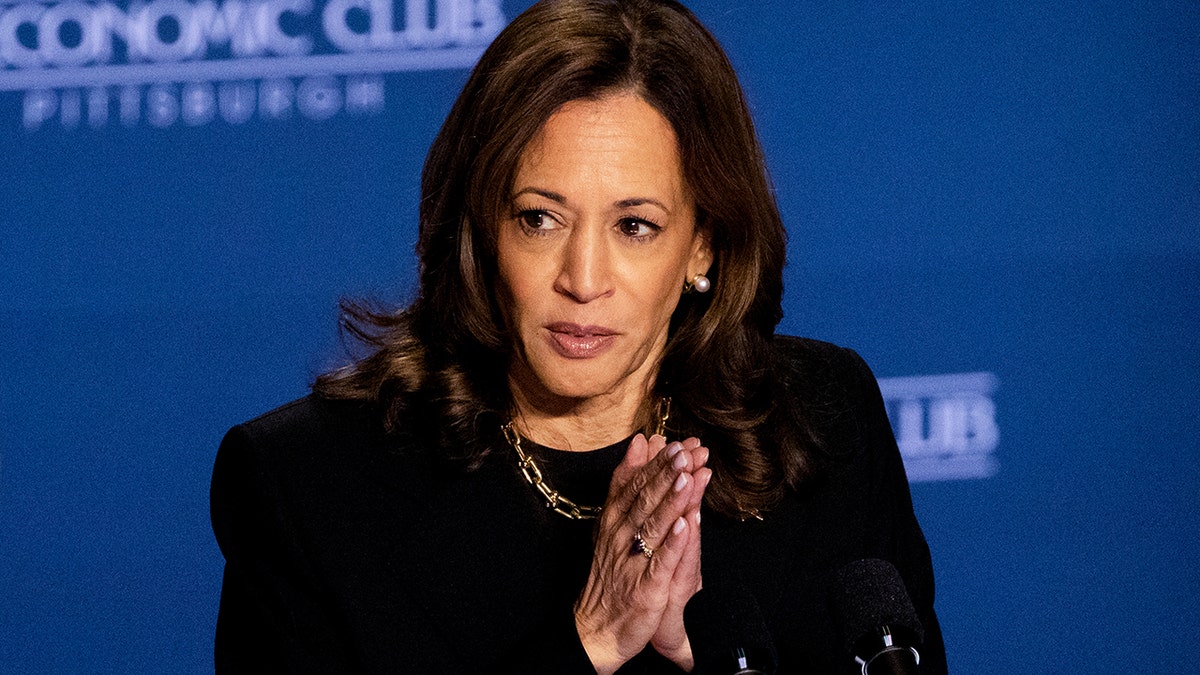 Kamala Harris speaks at a campaign rally in Pittsburg.