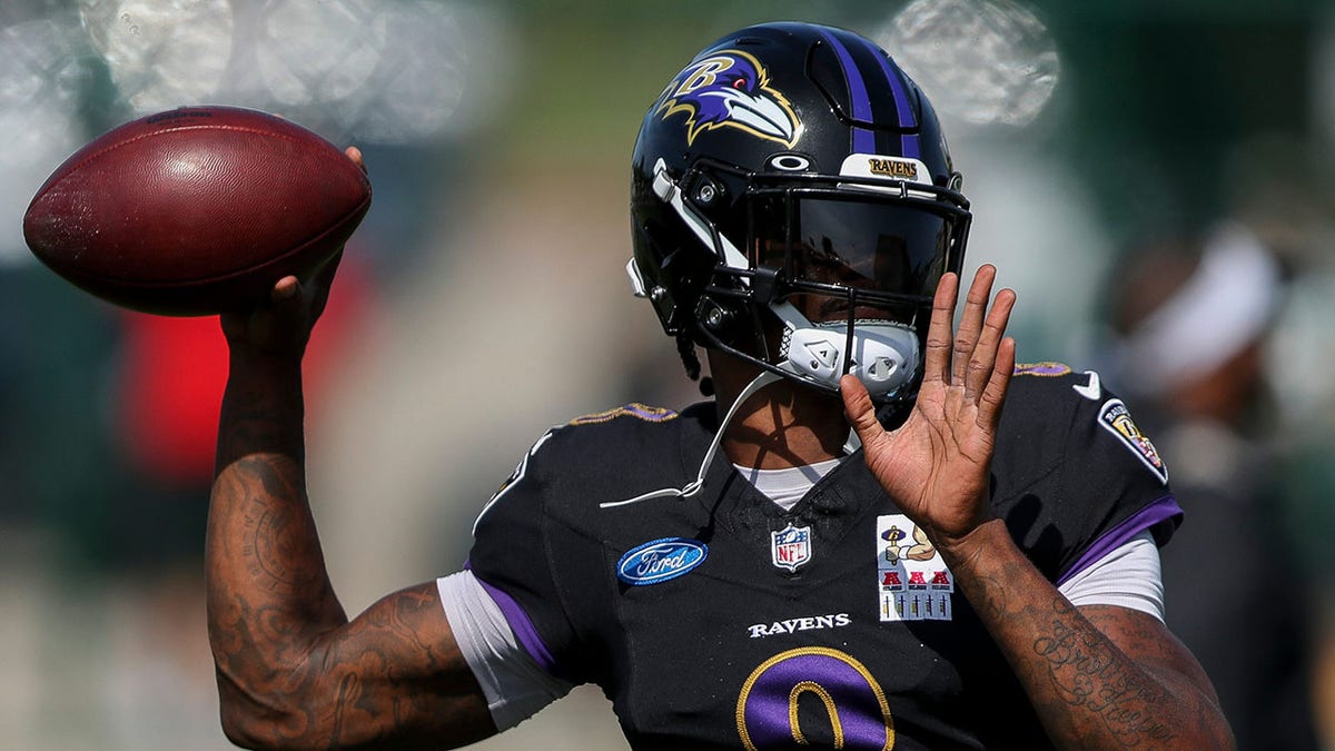 Lamar Jackson en el entrenamiento de los Packers